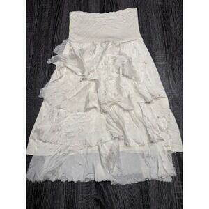 Skinnypants White/Ivory Tiered Ruffle Boho Midi Skirt Cottagecore Romantic